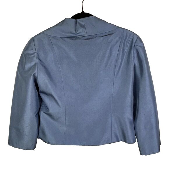 Lynn Lugo Vintage Light Blue Silk Blazer Jacket Front Button Formal Satin sz 6 - Picture 5 of 13
